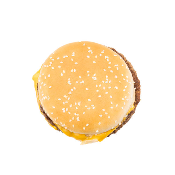 cheeseburger isolated on white background. burger product cut out.