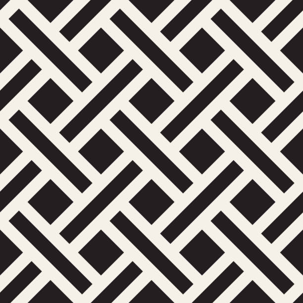вектор бесшовный геометрический узор. стильный абстрактный фон. повторение переплетенных линий дизайна. - woven shape ornate abstract stock illustrations