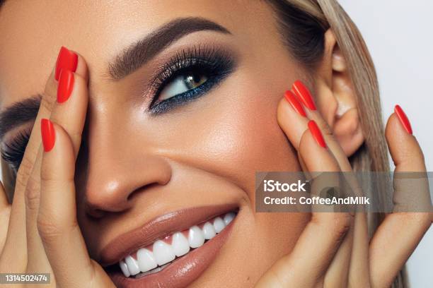 Beautiful Woman With Bright Makeup Stock Photo - Download Image Now - Make-Up, Ceremonial Make-Up, Stage Make-Up