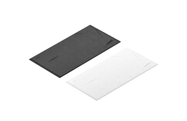 istock Blaank black and white unfolded bit towel mockup, isolated 1314505405