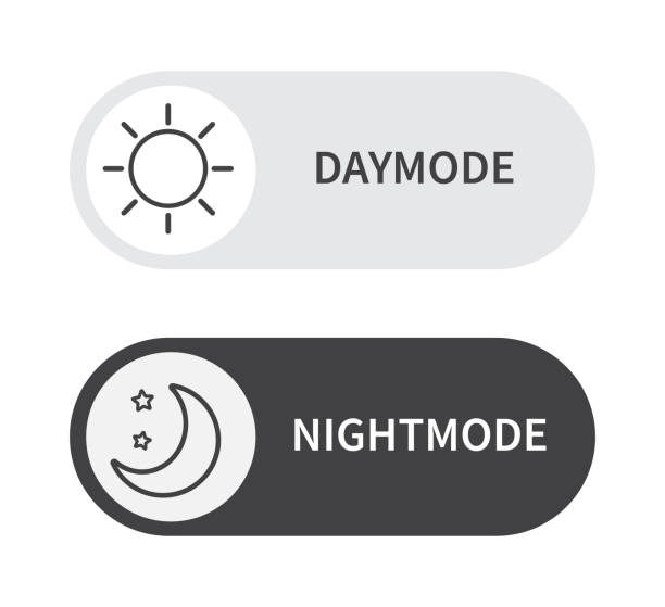 illustrazioni stock, clip art, cartoni animati e icone di tendenza di la modalità giorno e notte cambia il sole e il pulsante della luna. progettare per sito web e applicazione. illustrazione vettoriale. - sequenza giorno e notte