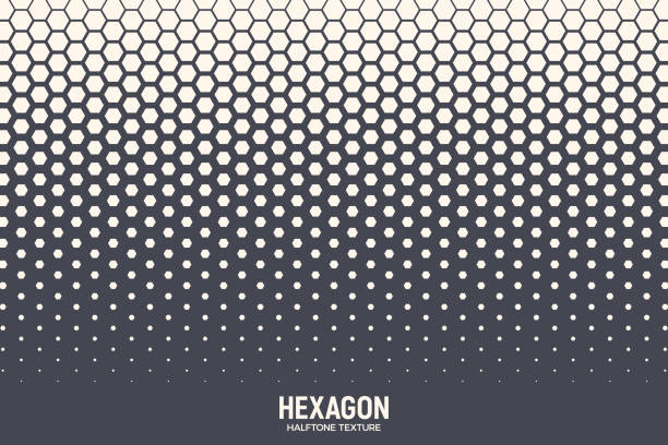 sechseckige halbton textur vektor geometrische technologie abstrakte hintergrund - hexagon stock-grafiken, -clipart, -cartoons und -symbole