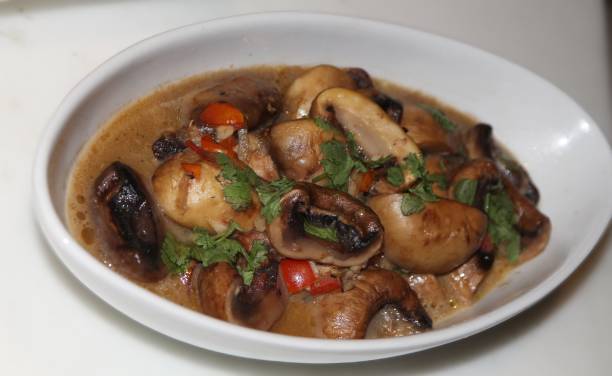 istock Stewed mushroom slices in thick, rich sauce 1314506780