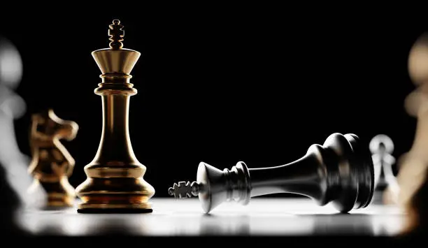 Chess checkmate, win and lose. Checkmate, strategic desicion and competition concept.