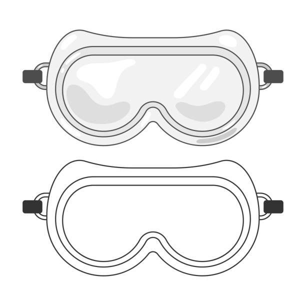 laborbrillevektor cartoon illustration isoliert auf weißem hintergrund. - swimming goggles stock-grafiken, -clipart, -cartoons und -symbole