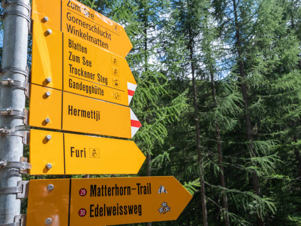 istock Directional signs on mountain trail 1314507719
