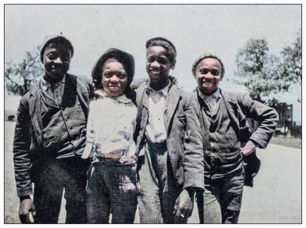 Antique colorized photo: Group of children in Southern USA