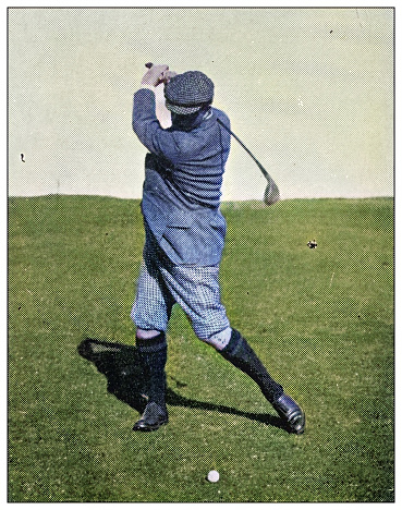 Antique colorized photograph of sport, athletes and leisure activities in the 19th century: Playing golf