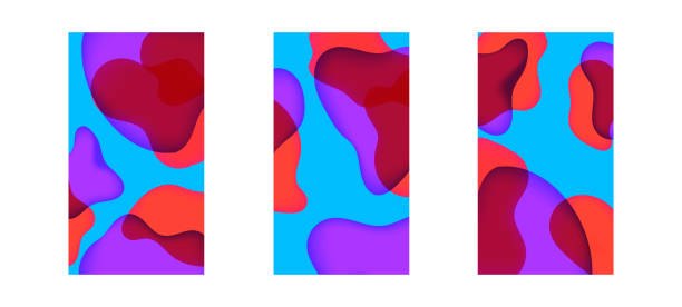 ilustrações de stock, clip art, desenhos animados e ícones de set of jelly fluid lava lamp dynamic wallpaper for devices. trendy design graphics used for background screen. - lava lamp