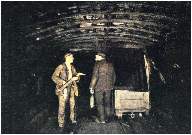 Antique photograph of the British Empire: Coal mine in England midlands Antique photograph of the British Empire: Coal mine in England midlands miner photos stock illustrations