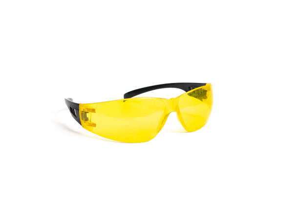 istock Yellow protection glasses isolated on white background 1314508489