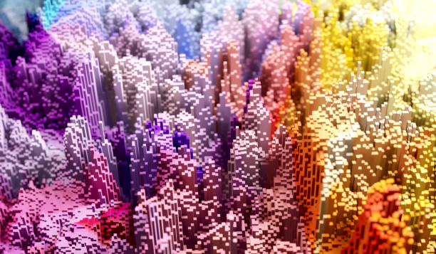 istock Sci - Fi, Voxel colourful abstract background Business  and technology concept. Illuminated cubes 3D render. Business  and technology concept background 1314508507