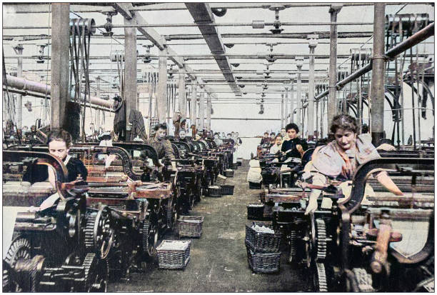 Antique photograph of the British Empire: Lancashire cotton mill