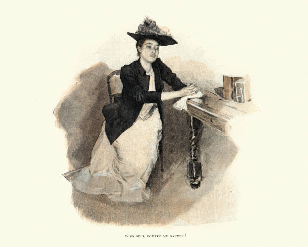 istock Young woman pleading for help, Victorian Melodrama 19th Century 1314513892