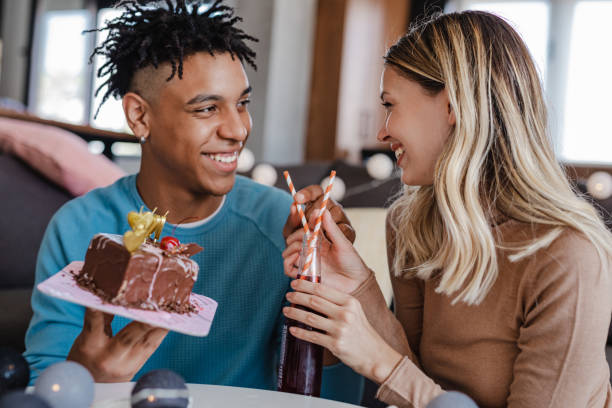 istock Young couple celebrating an anniversary at home 1314516845