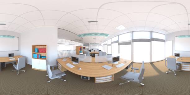 interior visualization, spherical panorama, 3D illustration