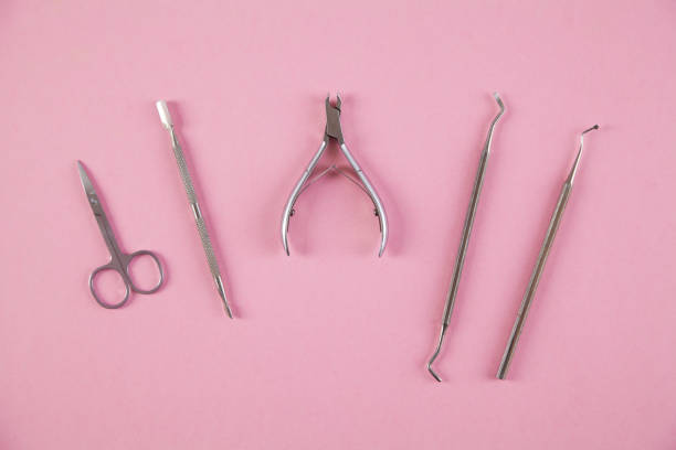 istock Manicure accessories on an isolated pink background. 1314520866