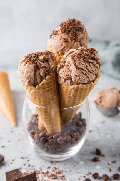 istock chocolate ice cream in waffle cones 1314522889
