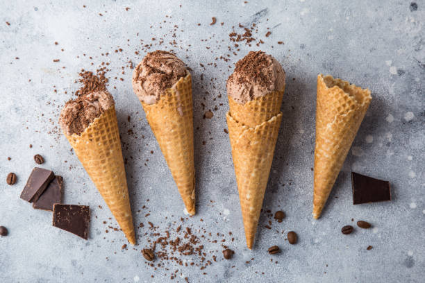 istock chocolate ice cream in waffle cones 1314522900