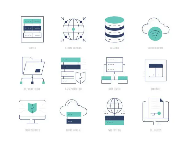 Vector illustration of Web Hosting Icon Set