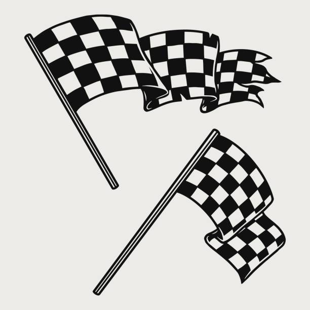Two Racing Flags Sticker 2 Cars Racing stock vectors - iStock