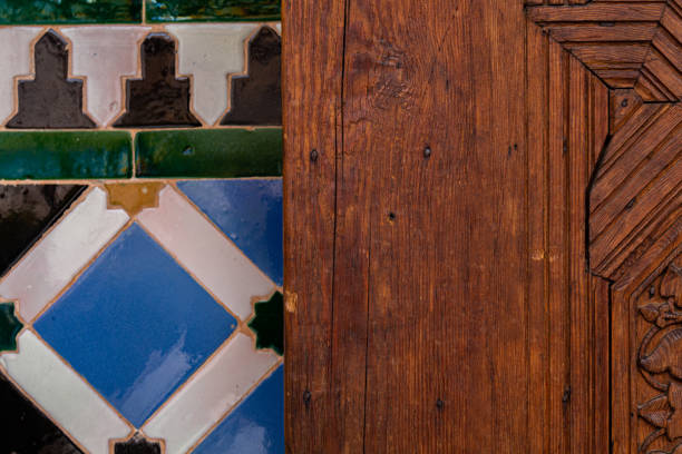 istock Ornamental door and mosaic wall 1314526768