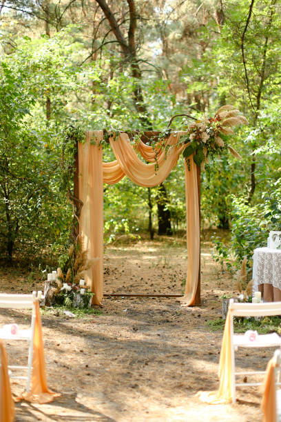 istock Yellow wedding altar in green garden 1314528661
