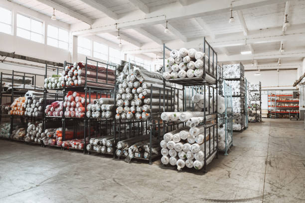 Textile Factory Warehouse Full Of Materials