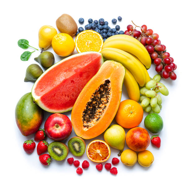 istock Fresh organic fruits on white background 1314537835