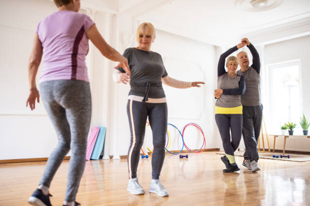 istock Senior husband and wife enjoying dance class in dance studio 1314539055