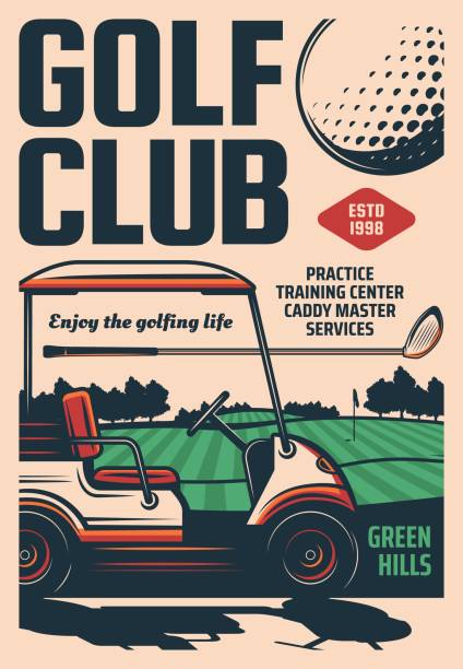 ilustrações, clipart, desenhos animados e ícones de clube de golfe, torneio e treino esportivo - golf green practicing sports training