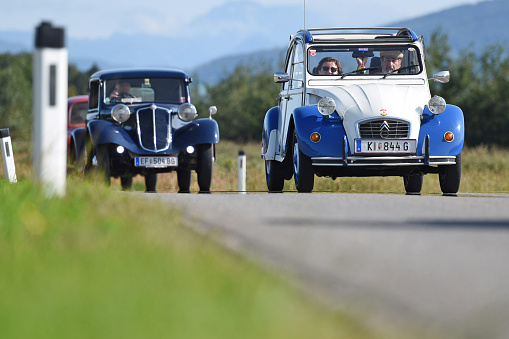 A legendary Citroen 2CV at the U30 meeting in Almtal for vehicles with less than 30 HP, Austria, Europe