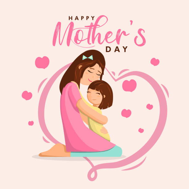 Happy Mothers Day Poster Mom And Child Love Illustration Mothers Care  Wallpaper Vector Stock Illustration - Download Image Now - iStock