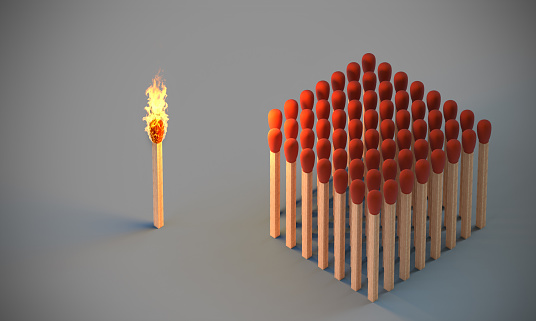 Paper cut match with flame illustration