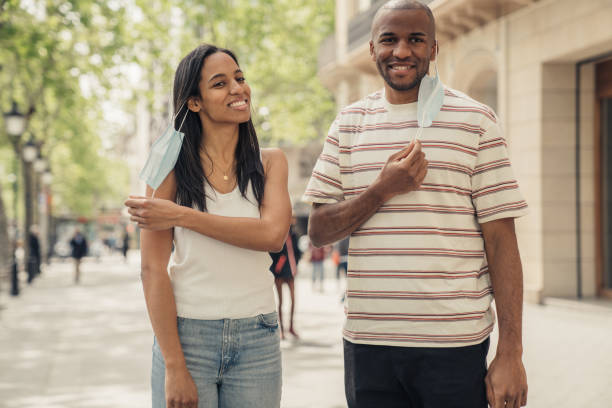 istock Couple wearing masks 1314542686