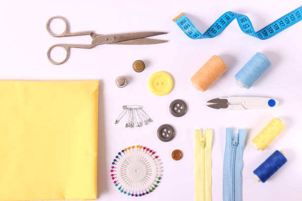 istock sewing accessories close-up. hobbies, fabrics and threads for sewing 1314542704