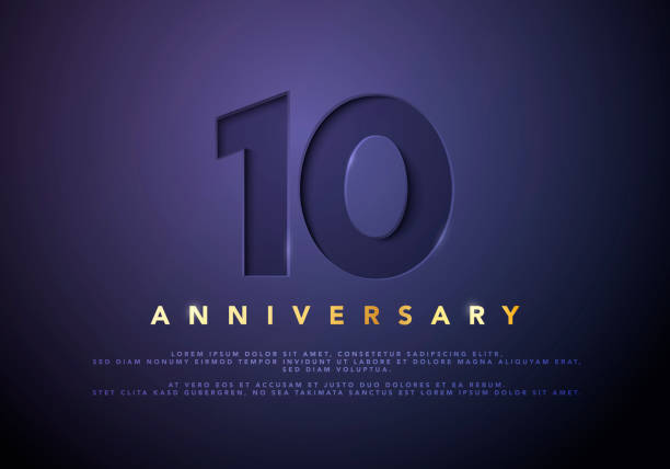 istock Vector illustration celebrating 10th anniversary logo, with golden letters on dark luxury background. 1314543515