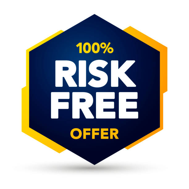 ilustrações, clipart, desenhos animados e ícones de ilustração vetorial 100% rótulo de oferta livre de risco. elemento de banner da web moderno. - distintivo