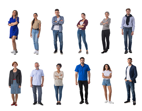 Set of trendy casual people isolated on white background