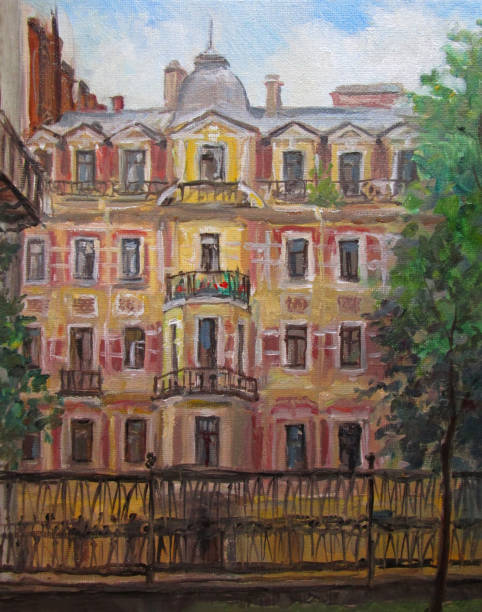 istock Saint Petersburg architecture in summer, oil painting 1314547416