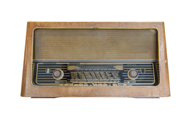 istock Retro old radio isolate on white background, Vintage style. 1314547579