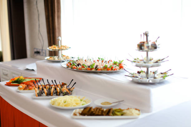 istock Delicious banquet meals on table with white tablecloth 1314547768