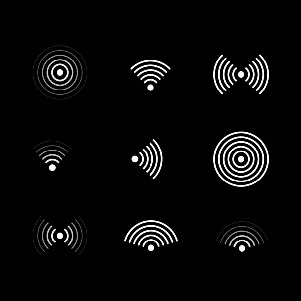 istock Wifi signal icons over black set illustration 1314549405