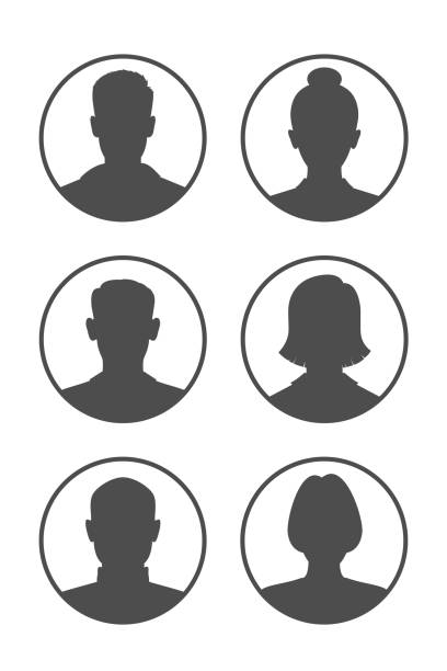 6 persons Mens and womens avatars set. Male and female silhouettes. Profiles abstract people. Unknown or anonymous persons. Vector illustration avatar stock illustrations