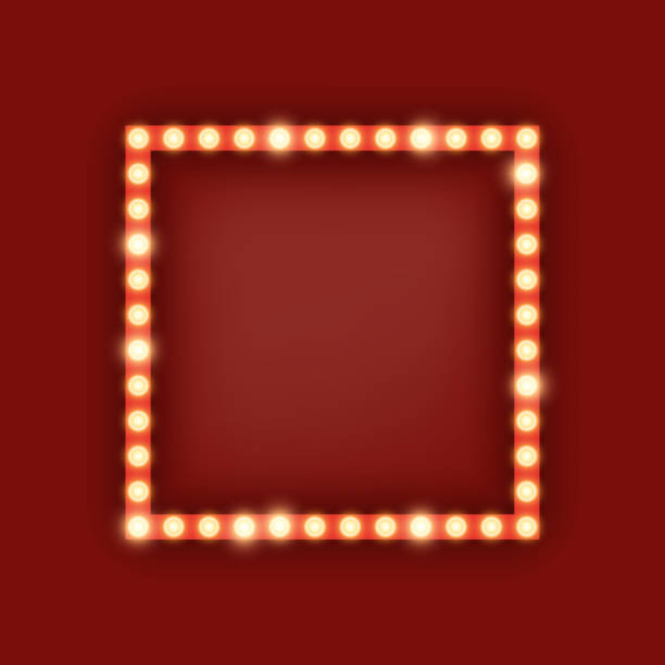 四角いフレームのイラストのマーキーライト - theater marquee点のイラスト素材／クリップアート素材／マンガ素材／アイコン素材