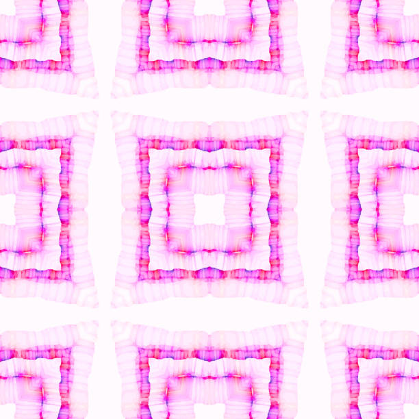 Watercolor Painted Repeating Pattern in Pink, Purple, white and orange stock photo