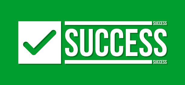 success stamp with check mark sign on green background