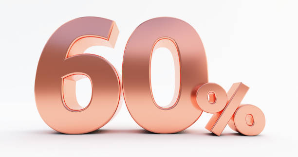 istock 60% bronze Sixty percent isolated on a white background, 1314555056