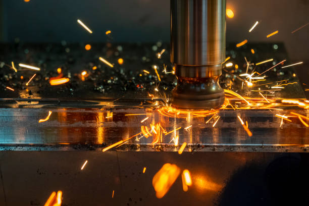 istock The CNC milling rough cutting with burning chip. 1314557250