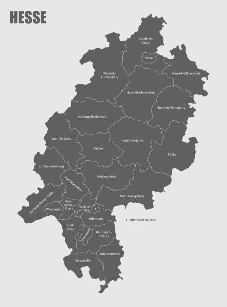 hessische landkarte - hessen stock-grafiken, -clipart, -cartoons und -symbole